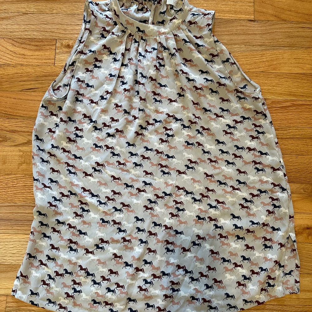 LOFT Outlet Horse Pattern Blouse XS Women’s – Sleeveless shirt Top